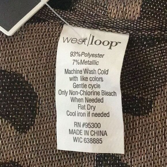 West Loop Black Taupe Metallic Leopard Print Jacquard Fringe Scarf NEW - Picture 11 of 12